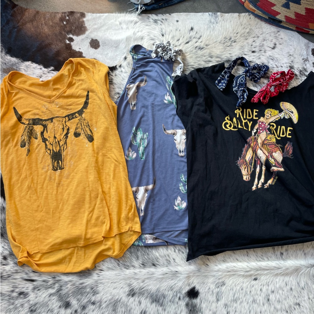 Western Top Bundle - Steer Heads, Bucking Horse, and cactus!